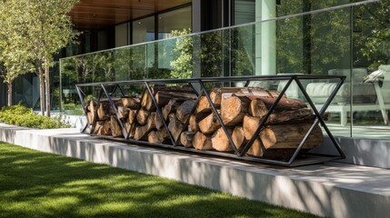 Modern outdoor wood storage design for contemporary homes