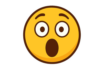 Fototapeta premium Surprised face emoji vector icon. Shocked emoticon with open mouth and wide eyes. Wow expression smiley. Yellow cartoon character illustration for chat, social media.