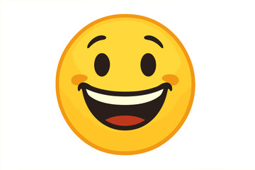 Fototapeta premium Beaming face with smiling eyes emoji. Happy emoticon with a big grin. Joyful smiley character vector icon. Cute cartoon illustration for social media and online chat.