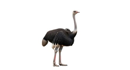 Obraz premium Ostrich Standing in White Background with Natural Colors and Calm Mood