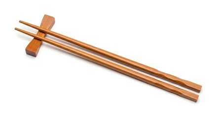 Wooden Chopsticks Resting on White Background