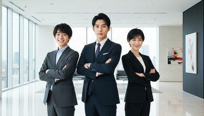 Fototapeta premium 自信に満ちた表情で立つビジネスチーム