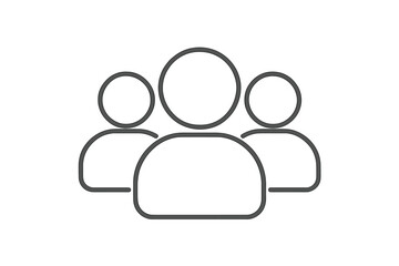 Team icon representing teamwork, business, and community. Vector line art of a group of people or crowd. Symbol for users, followers, social media, and collaboration.
