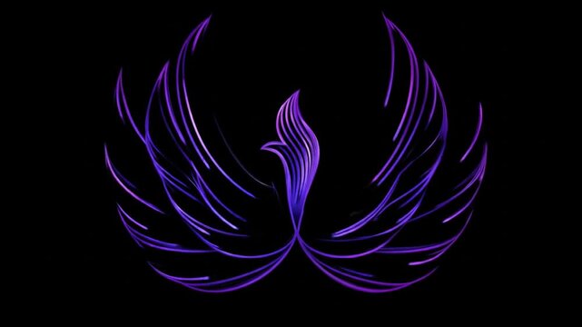 Abstract purple phoenix illustration on black background