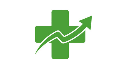 Growth in Healthcare concept: Illustration of a plus sign and rising arrow