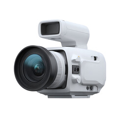 White professional video camera with large lens