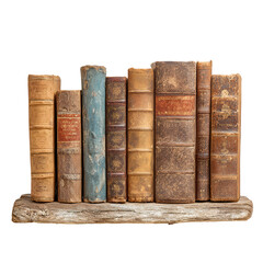 Antique books on rustic wooden shelf old literature history knowledge