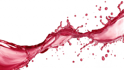 A dynamic splash of red liquid artfully cascading across a white background. capturing the essence of movement and fluidity. perfect for creative projects and design needs