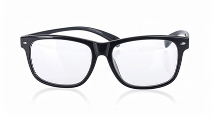 Fototapeta premium Modern safety glasses with clear wraparound lens and reinforced black frame. Positioned on white background, highlighting protective design for lab, workshop, or construction environments.