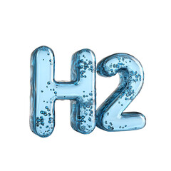 Water H2 molecule bubbles blue transparent
