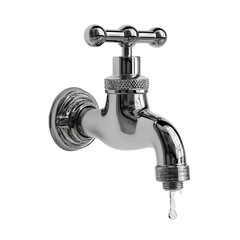 Chrome Faucet Dripping Water Black Background