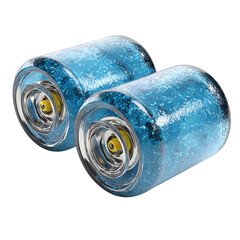 Two vibrant blue cylindrical batteries energy power technology