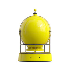 Yellow spherical appliance with chrome accents on a stand