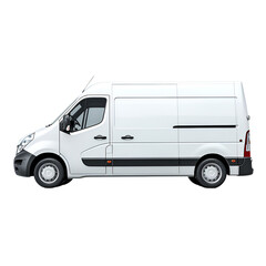 White delivery van side profile view cargo transportation