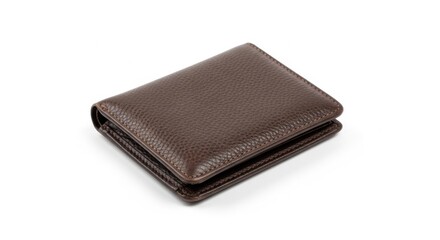 Brown Leather Wallet Sitting Flat on White Background