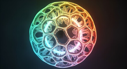 Abstract Organic Cell Structure Rainbow Gradient Dark Background Copy Space