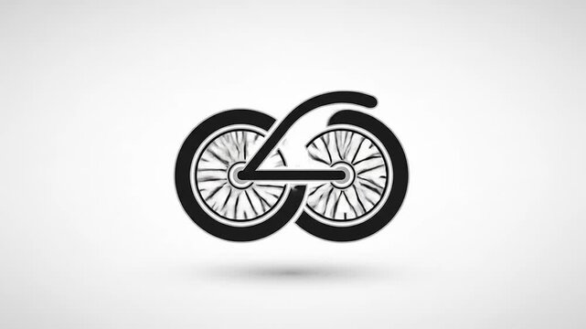 Bicycle Wheels Infinity Symbol Logo Design Concept on White Background.