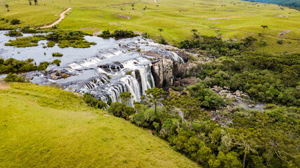 Aerial view of Passo do S Waterfall - Jaquirana, Rio Grande do Sul