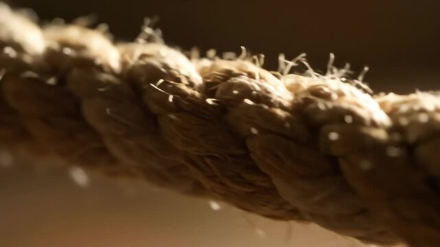Close-up view of strong natural fiber rope texture detail.