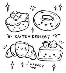 black lines of dessert design for templates.