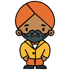 indian man with turban and bright suit