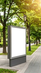 Blank billboard in a park