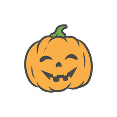 Smiling Jack-o’-Lantern Pumpkin Hand-Drawn Vector Illustration
