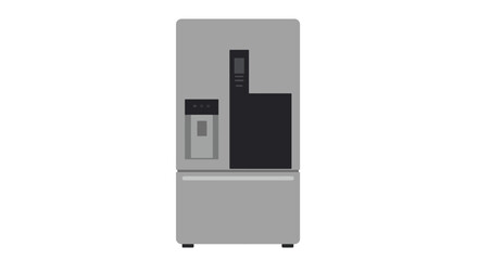 Modern Silver Refrigerator with Water Dispenser and Digital Display.