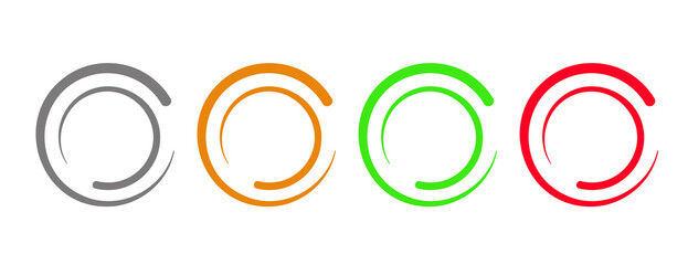 Four Double Ring Circular Abstract Elements, Overlapping Circles in Vibrant Colors for Design