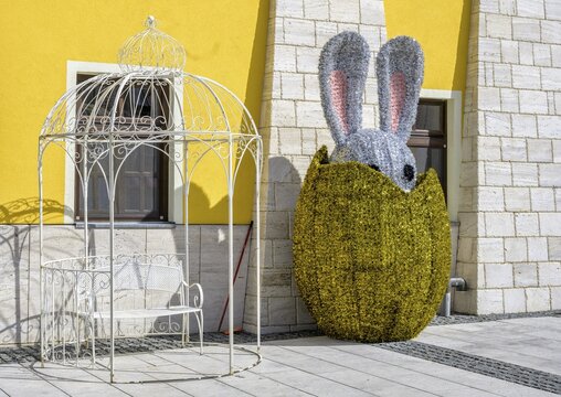 Glittering Easter bunny figurine, Varaždinske toplice, Varaždin County, Croatia