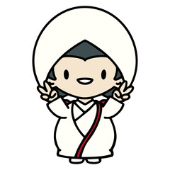 celebrating japanese woman in traditoinal wedding clothes