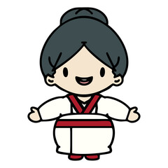 happy japanese woman with open arms