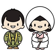 Japanese wedding couple in traditional clothing