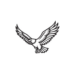  An elegant, simple vector outline of an eagle in full flight