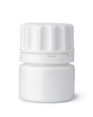 Front view of blank plastic pill bottle