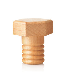 Front view of reusable wooden bottle stopper