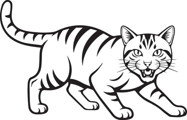 “Minimalist black line art of a sitting cat, clean vector outline, no colors, no shading, centered on plain white background, simple modern style”
