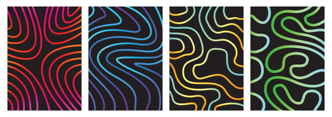 Abstract colorful line background. Wavy gradient line pattern. Dynamic striped shape design. Vector illustration.