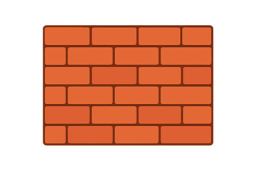Obraz premium Red brick wall vector background. Flat cartoon icon for construction or building industry. Symbol of barrier, obstacle or boundary. Masonry pattern texture for graphic design.