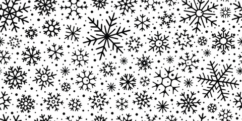 Snowflakes seamless pattern, winter vector background