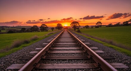 Fototapeta premium railway at sunset