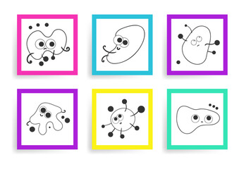 Cooring Page  Cute Microbes and Viruses Vector Pack