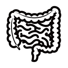 black and white silhouette of the intestines vector on a white background