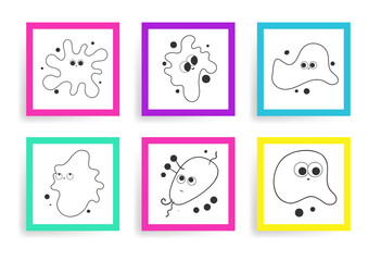 Cooring Page  Funny Microbes and Viruses Vector Pack