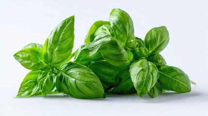 Obraz premium a close up view of fresh basil leaves and plants, emphasizing their vibrant green color and the delicate structure of the leaves