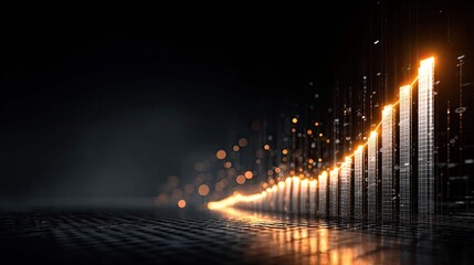 an abstract conceptualized through the juxtaposition of data elements with a graphical representation of a bar chart