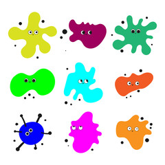 Cute Virus Doodles Set, Hand-drawn Microbe Illustration