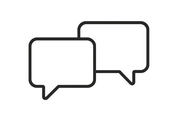 Naklejka premium Minimalistic rectangular speech bubbles outline icon vector for web apps, social media, banners, graphic design resources, chatting, conversation, communication, transparency, cartoon illustration