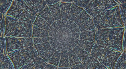 Intricate Geometric Fractal Pattern with Symmetrical Radial Design and Subtle Iridescent Hues