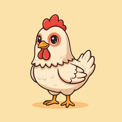 Cartoon hen character standing funny farm bird illustration for kids design use